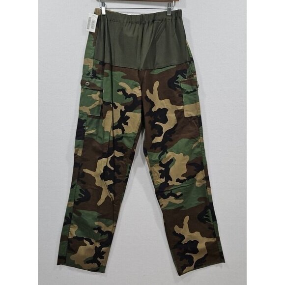Maternity Army Slacks Woodland Camo Pants Trousers Size 14R Utility Work Uniform - Picture 1 of 11
